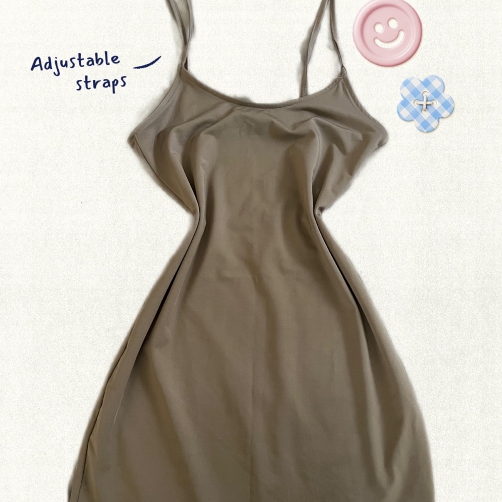 Tan Slip Dress with Adjustable Straps